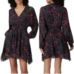 Brand New All Saints Black and Pink Floral Dress